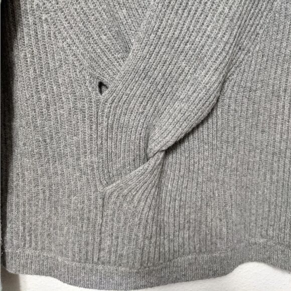 ANN TAYLOR Gray Ribbed Wrap Knit Wool Alpaca Jumper Sweater M - Picture 3 of 7